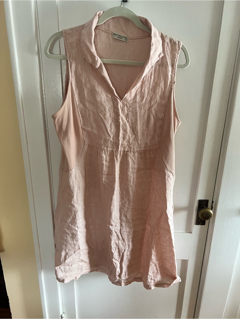 Terzo Millennio Light Pink Sleeveless Linen Blend Tunic Dress